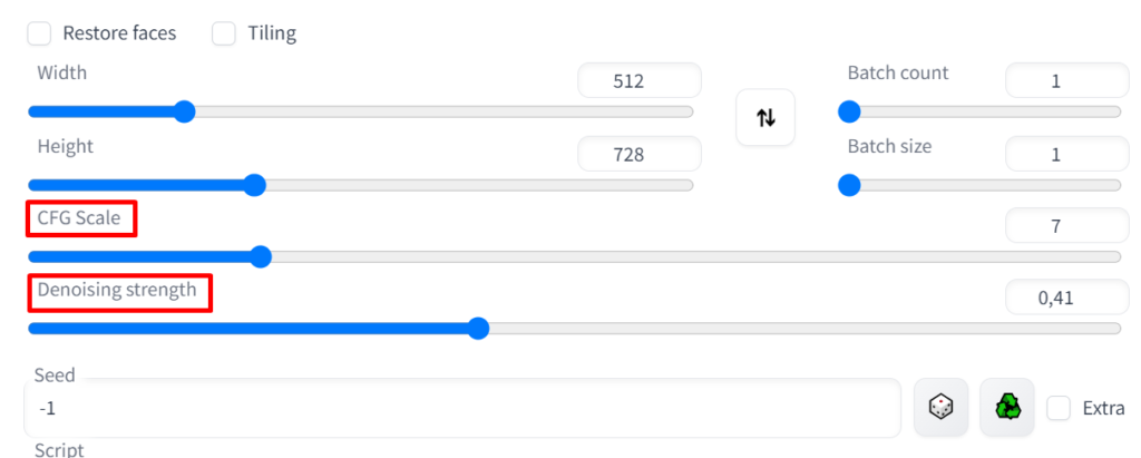 CFG scale and denoising strength