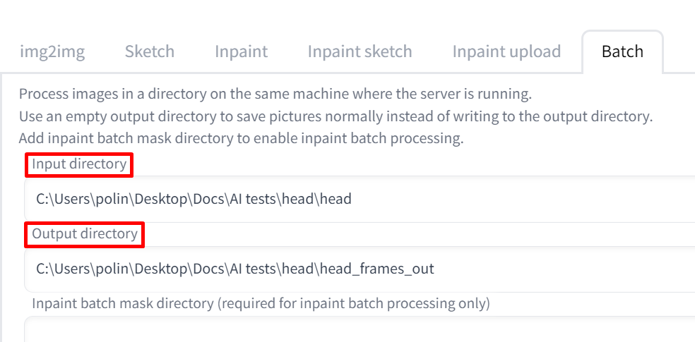 input directory and output directory