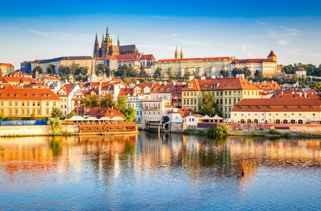 Prague, Bohemia, Czech Republic. Hradcany is the Praha Castle with churches, chapels, halls and towers from every period of its history.