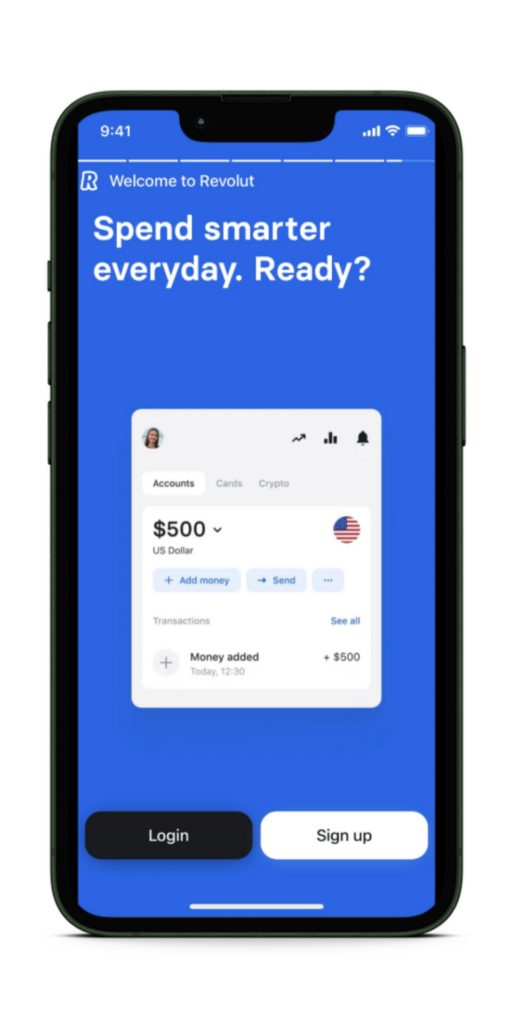 Revolut onboarding screen