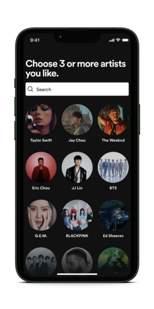 Spotify onboarding screen