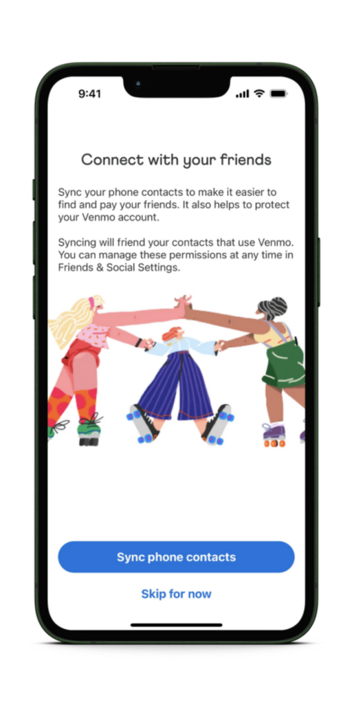 Venmo iOS connect with friends screen